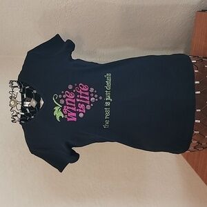 Women's T-Shirt "Wine is Life the rest is just details" Short Sleeve Size Large